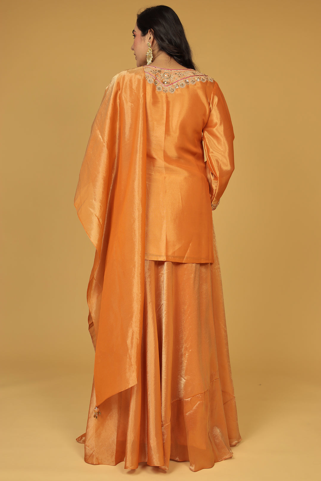 Shimmer Tissue Indo Western (3Pc) with Dori, Sequins and Thread work