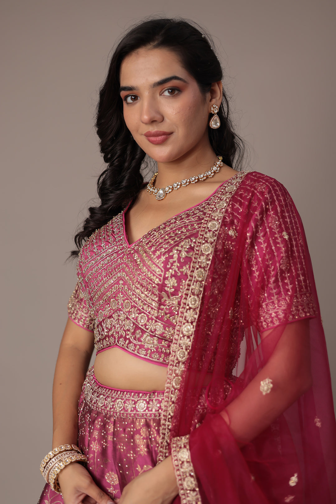 Handwoven Silk Lehenga Embellished with Swarovski and Thread work