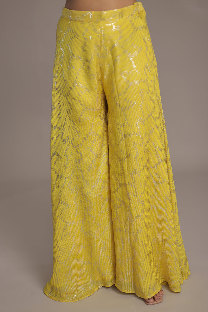 Elegant Chinon Silk Suit with Intricate Sequins & Thread Detailing
