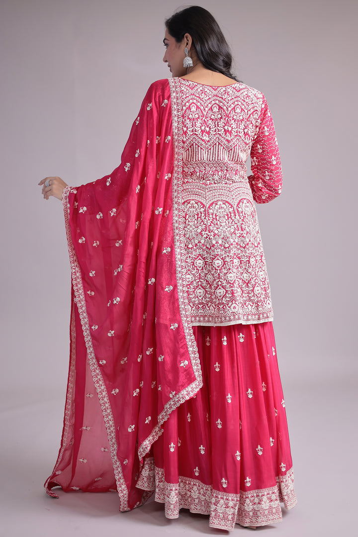Embroidered Silk Suit Embellished with Sequins work
