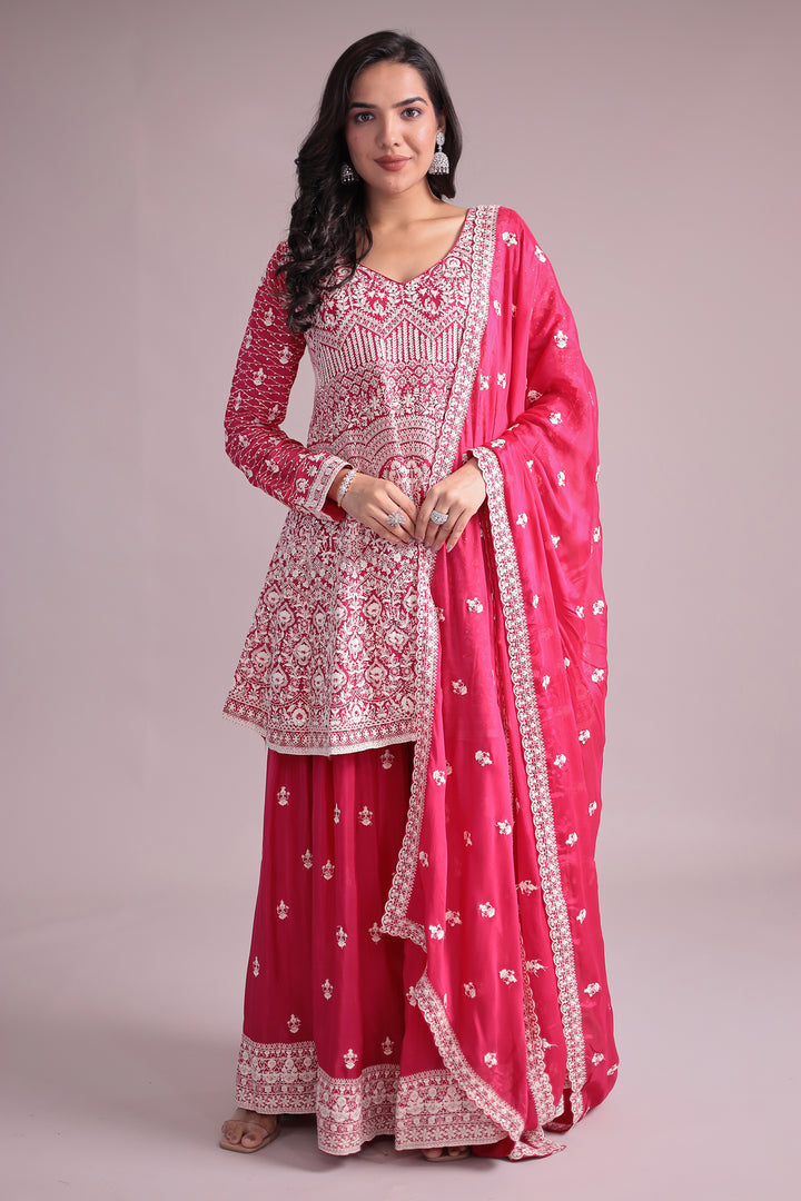 Embroidered Silk Suit Embellished with Sequins work