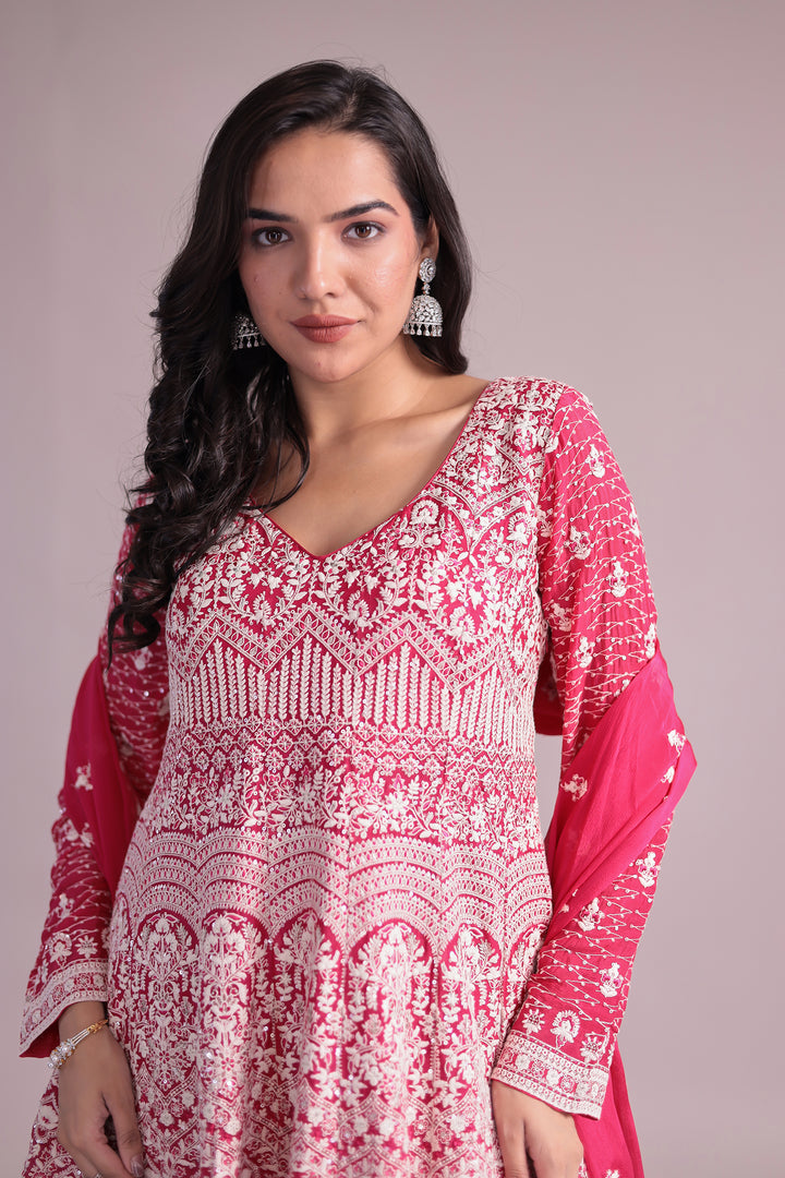 Embroidered Silk Suit Embellished with Sequins work