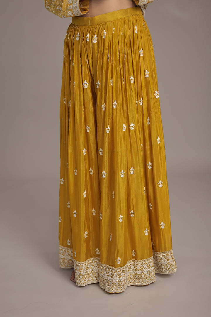 Embroidered Silk Suit Embellished with Sequins work