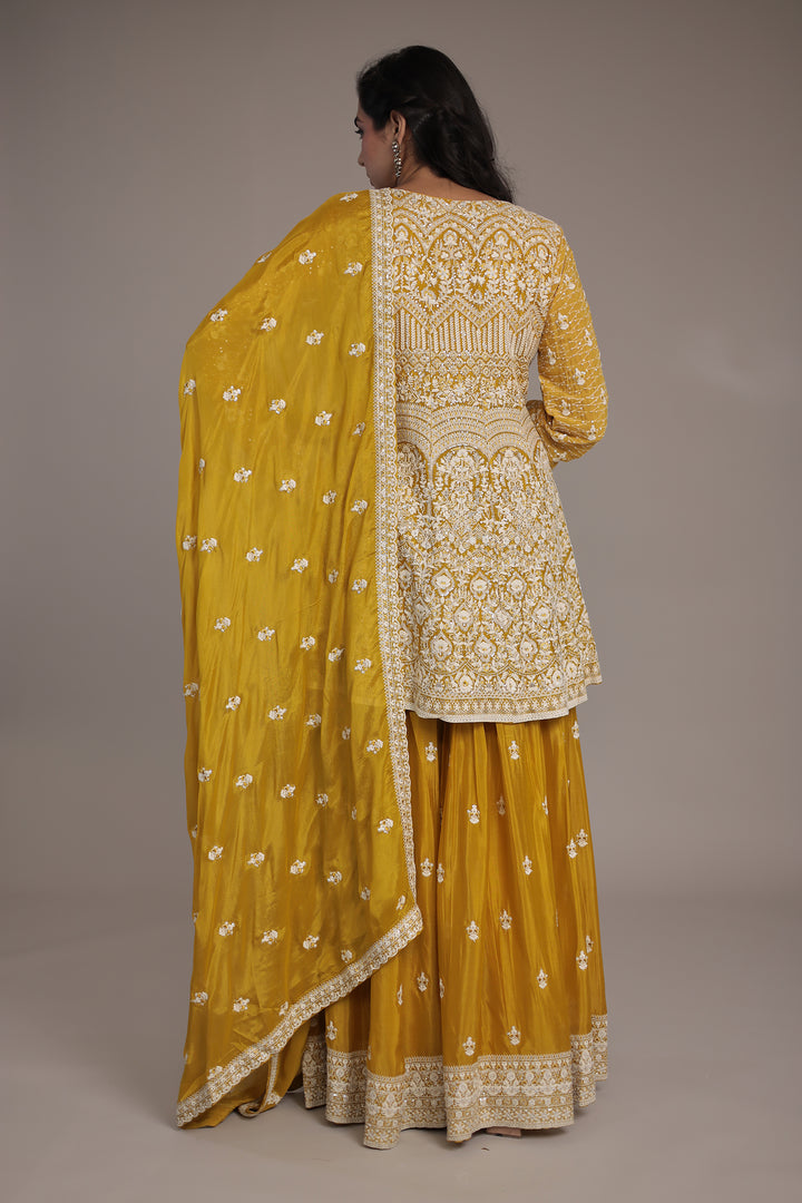 Embroidered Silk Suit Embellished with Sequins work