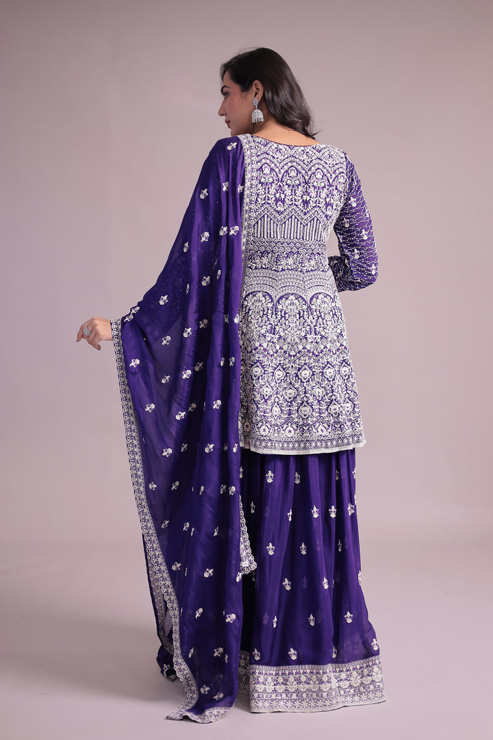 Embroidered Silk Suit Embellished with Sequins work