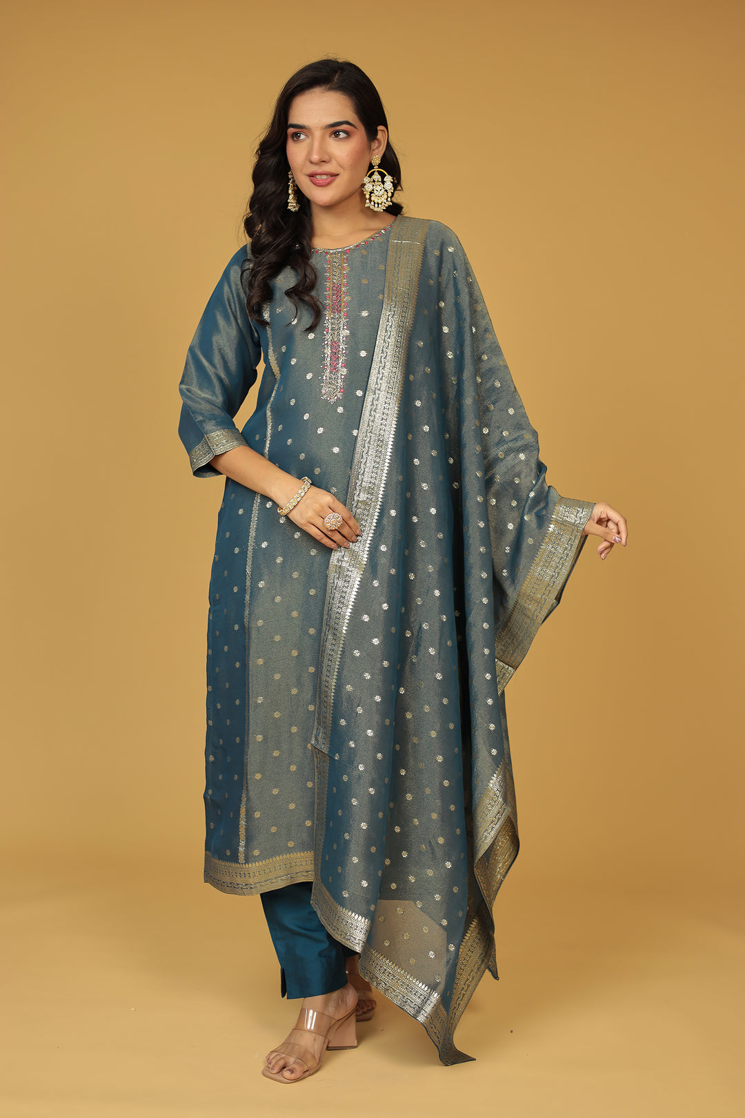 Blue Banarasi Kurta
