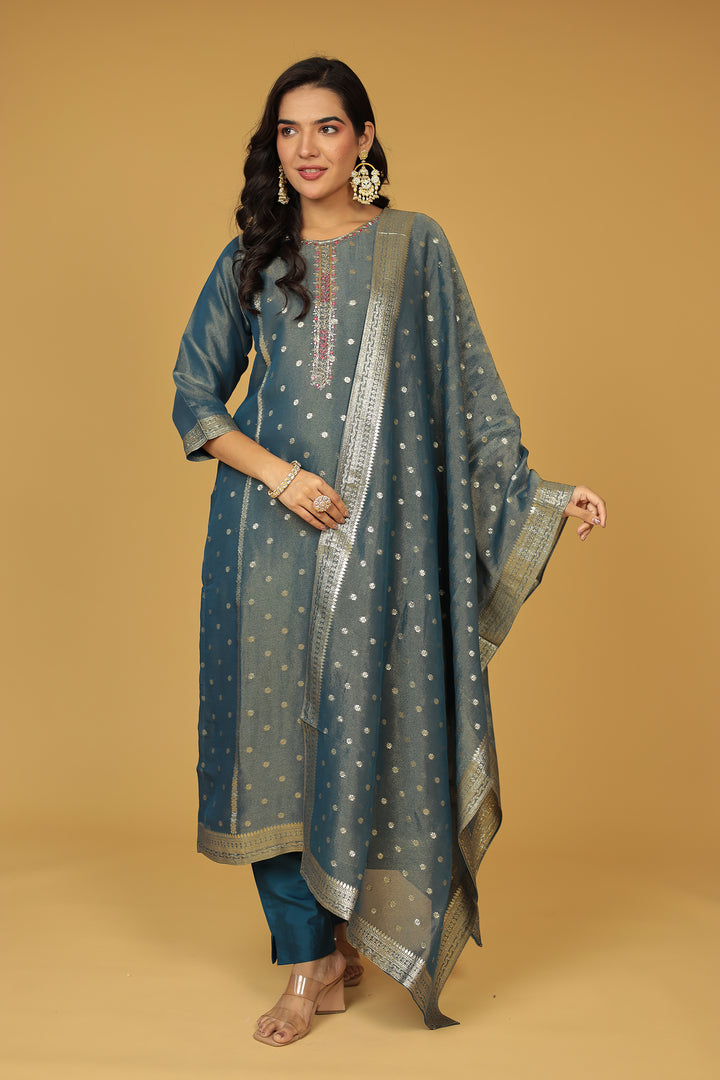 Blue Banarasi Kurta