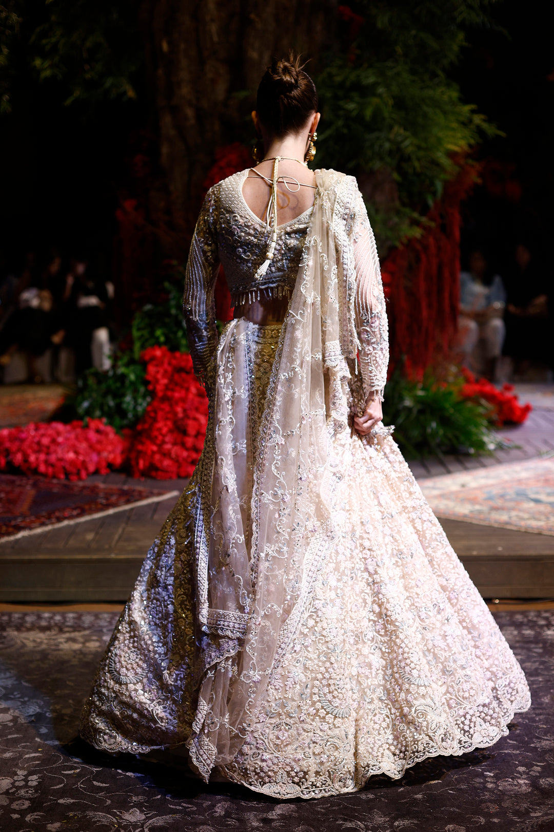 Elegant Net Lehenga with Pearl, Sequins and Thread work