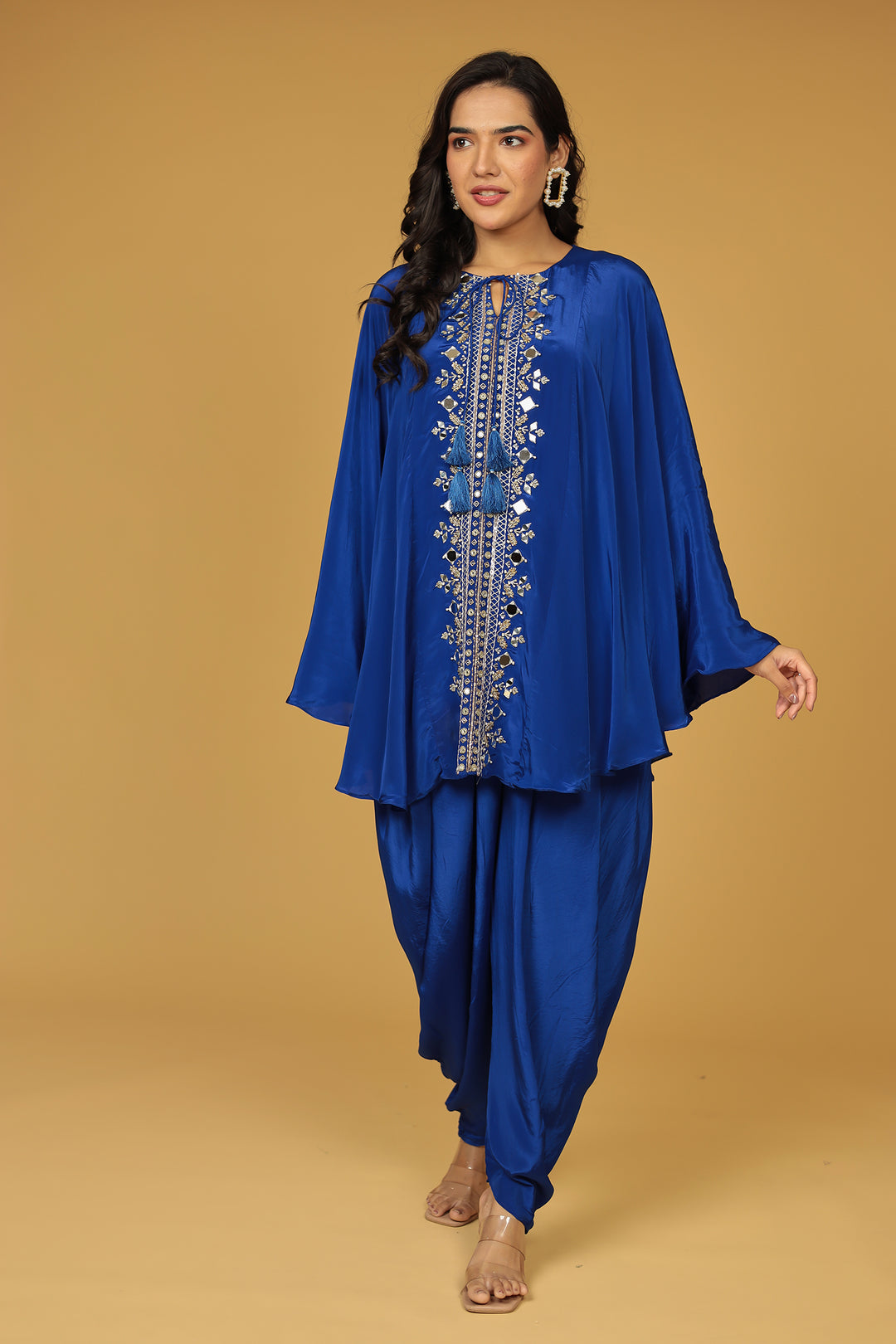 Chinon Silk Kaftan with Mirror, Pearl and Thread work