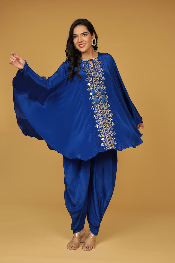 Chinon Silk Kaftan with Mirror, Pearl and Thread work