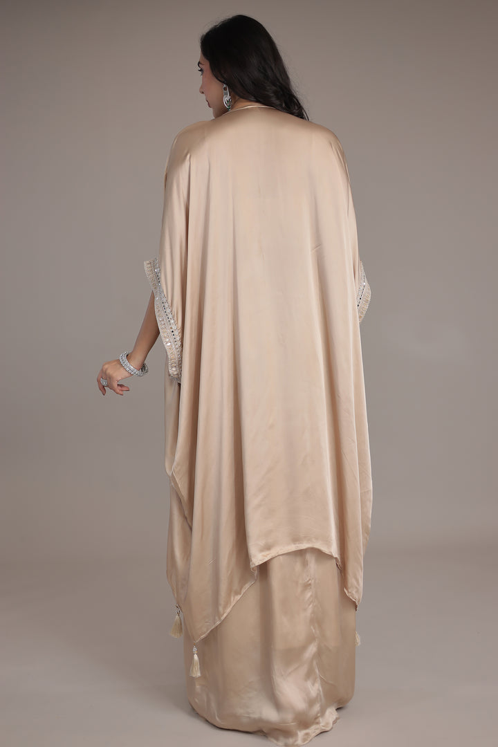 Satin Silk Indo Western Embellished with Mirror and Thread work.