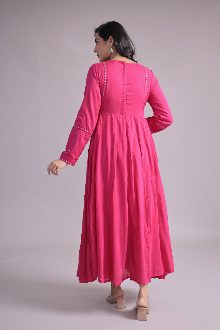 Anarkali Cotton Kurta with Thread and Foil work