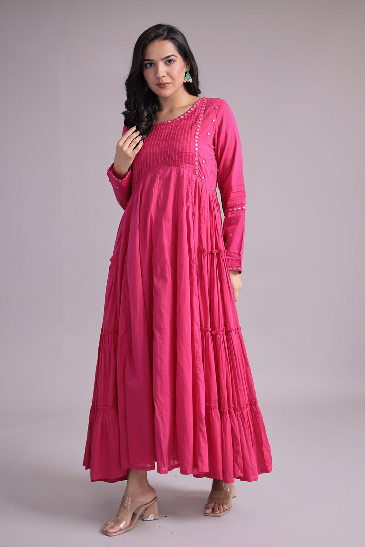 Anarkali Cotton Kurta with Thread and Foil work