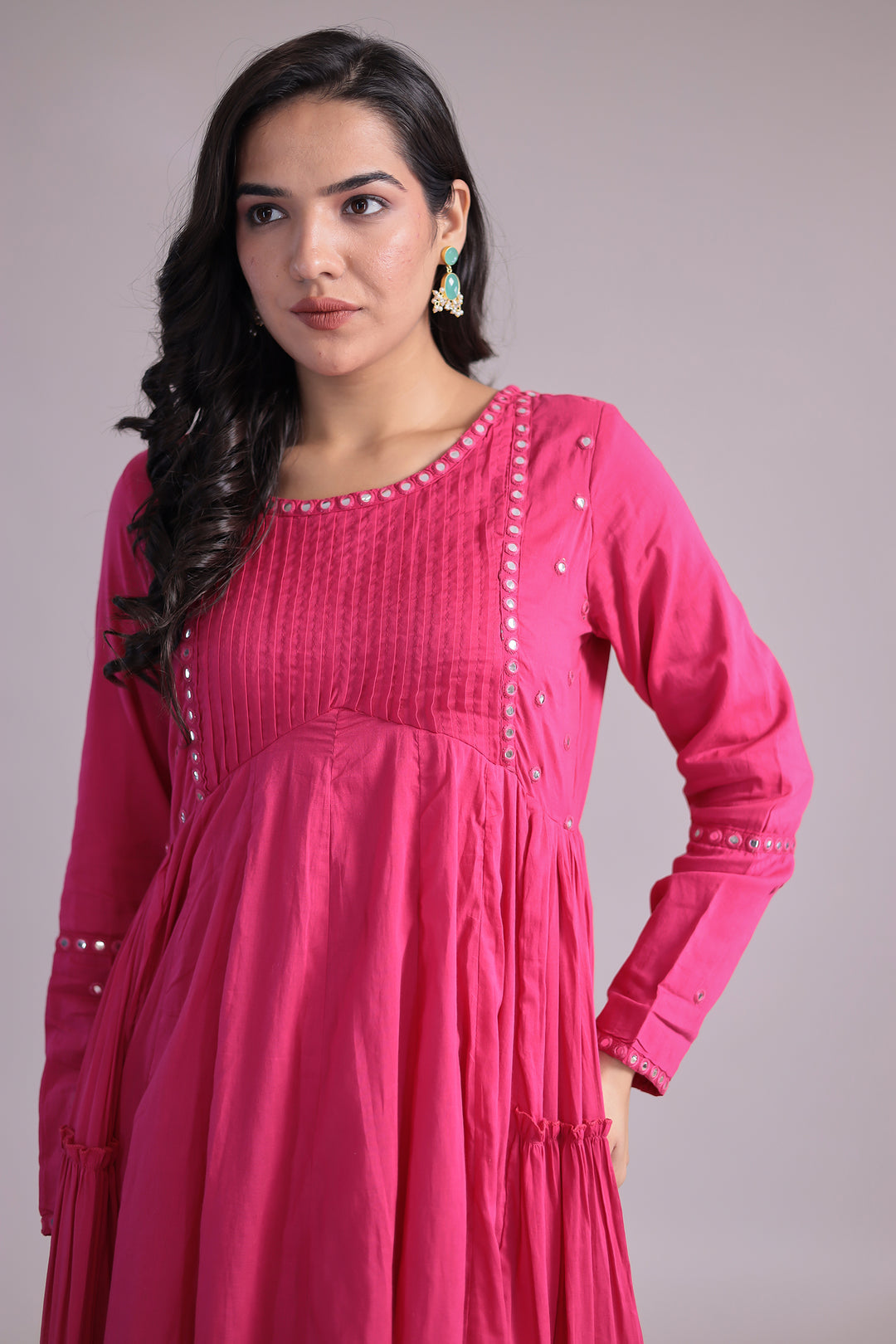 Anarkali Cotton Kurta with Thread and Foil work