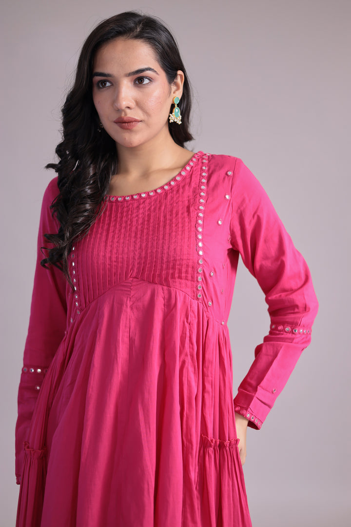 Anarkali Cotton Kurta with Thread and Foil work