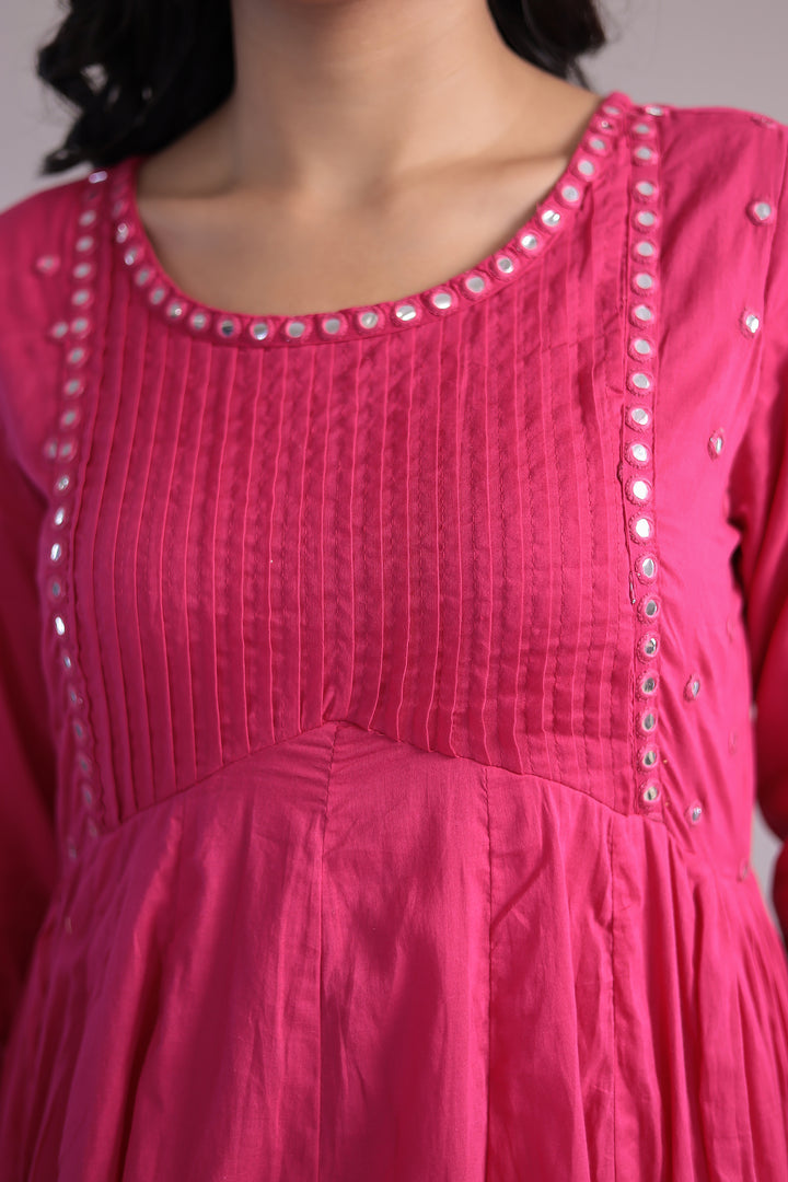 Anarkali Cotton Kurta with Thread and Foil work