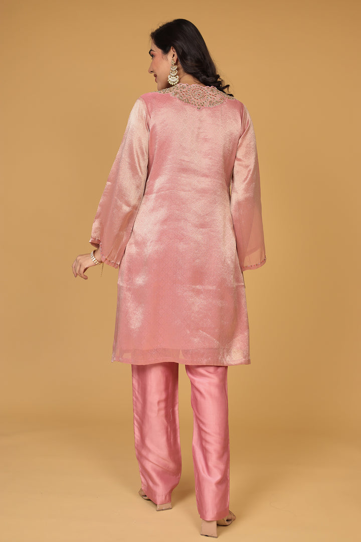 Shimmer Tissue Suit with Dori and Zardozi work