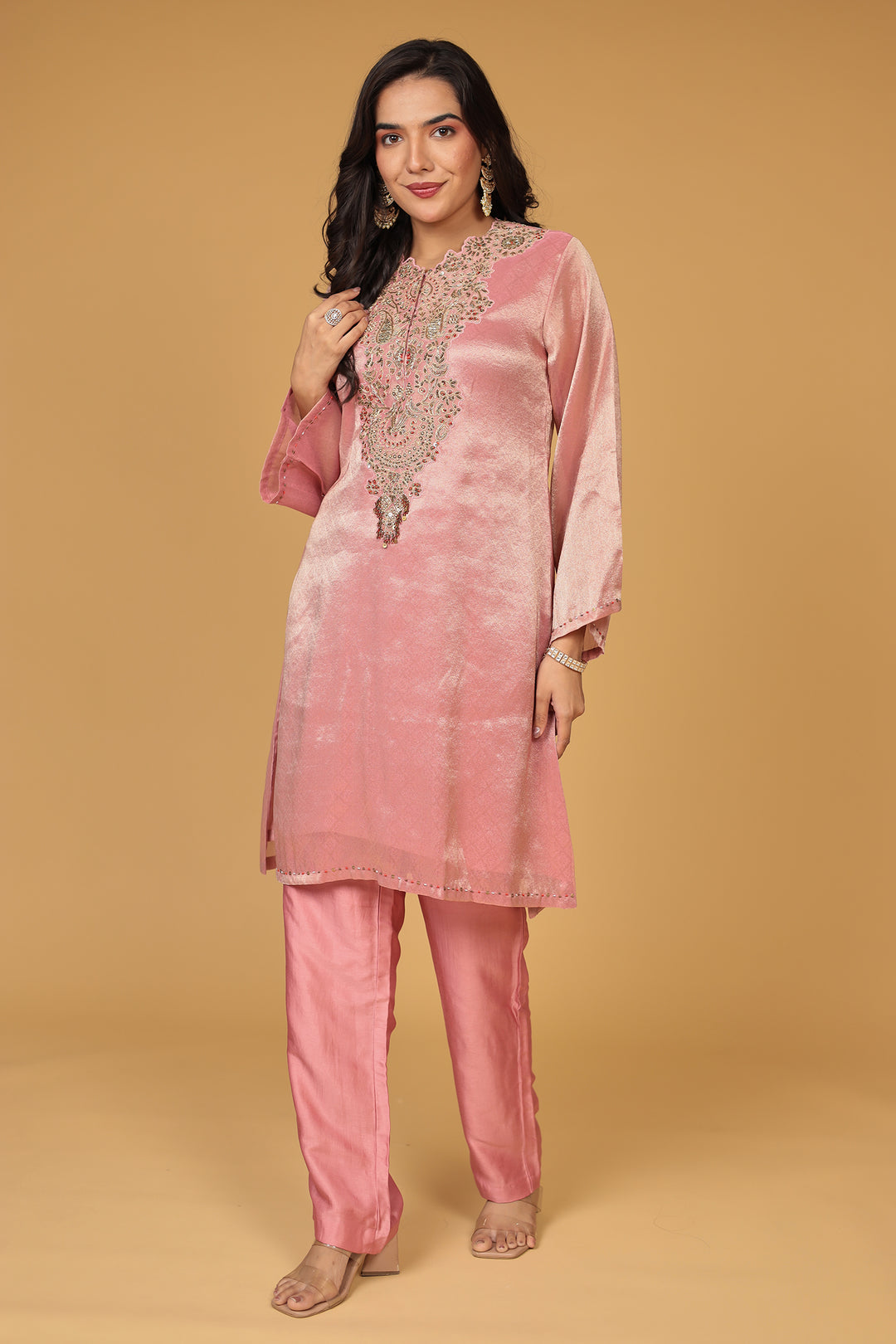 Shimmer Tissue Suit with Dori and Zardozi work