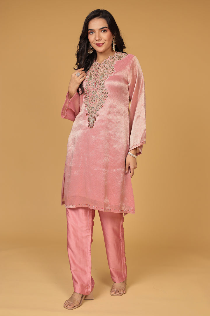 Shimmer Tissue Suit with Dori and Zardozi work
