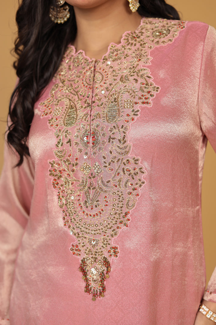 Shimmer Tissue Suit with Dori and Zardozi work