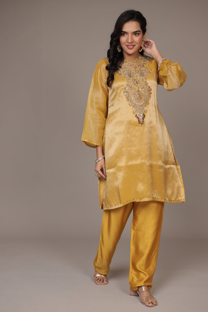 Shimmer Tissue Suit with Dori and Zardozi work