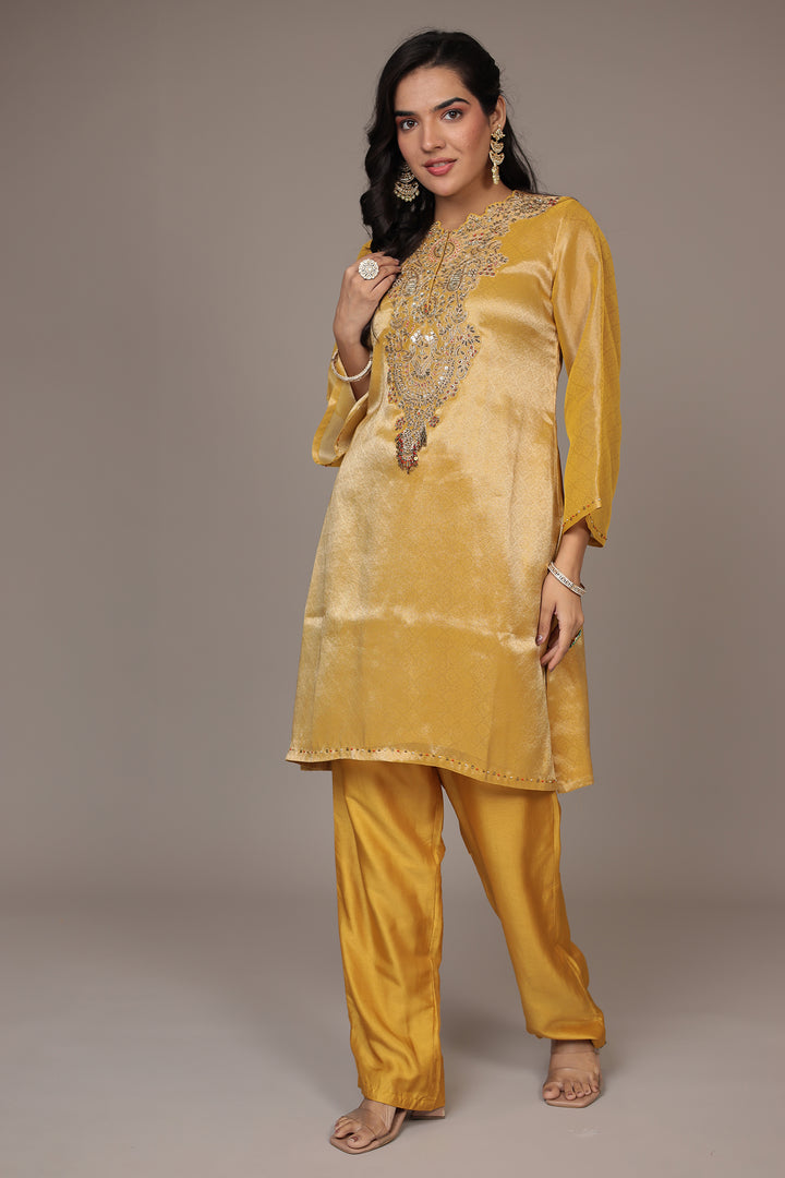 Shimmer Tissue Suit with Dori and Zardozi work
