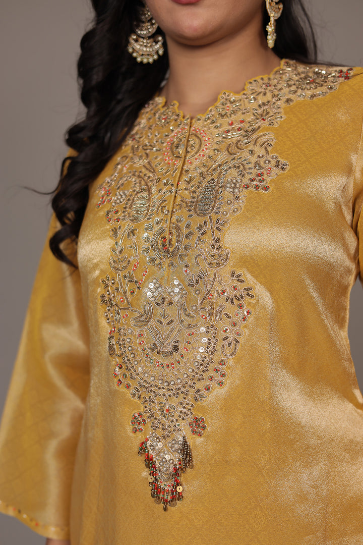 Shimmer Tissue Suit with Dori and Zardozi work