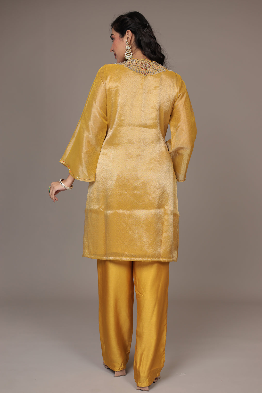 Shimmer Tissue Suit with Dori and Zardozi work
