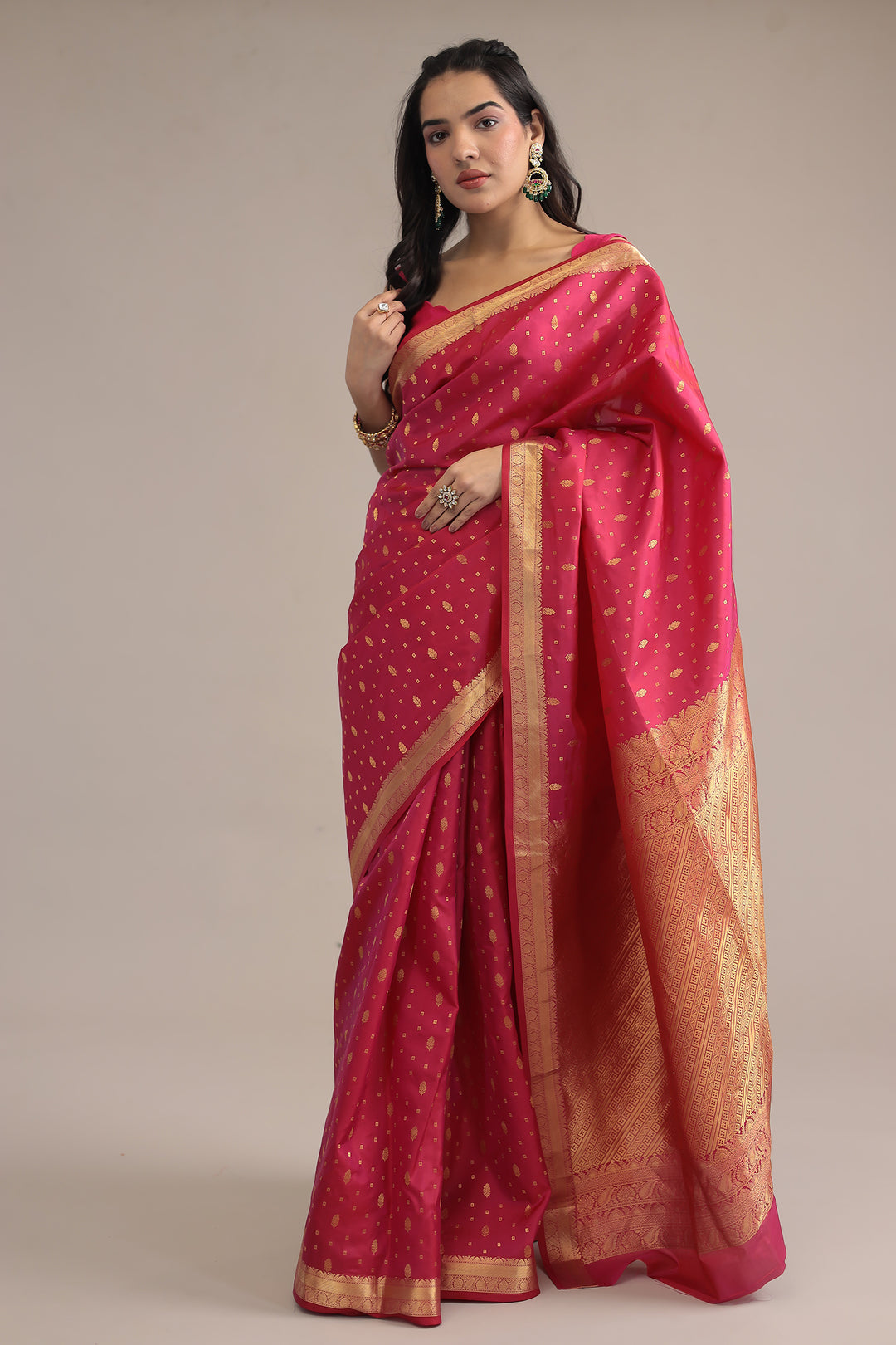 Dark Pink Handloom Banarasi Silk Saree