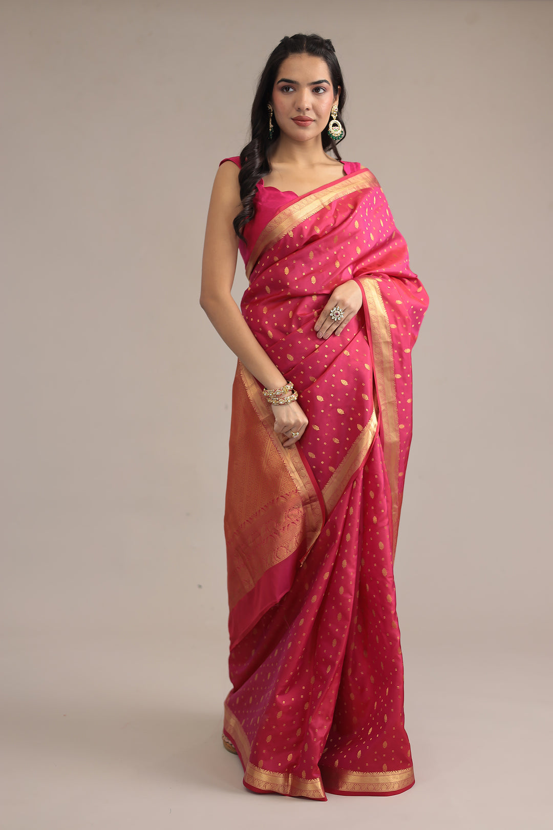 Dark Pink Handloom Banarasi Silk Saree