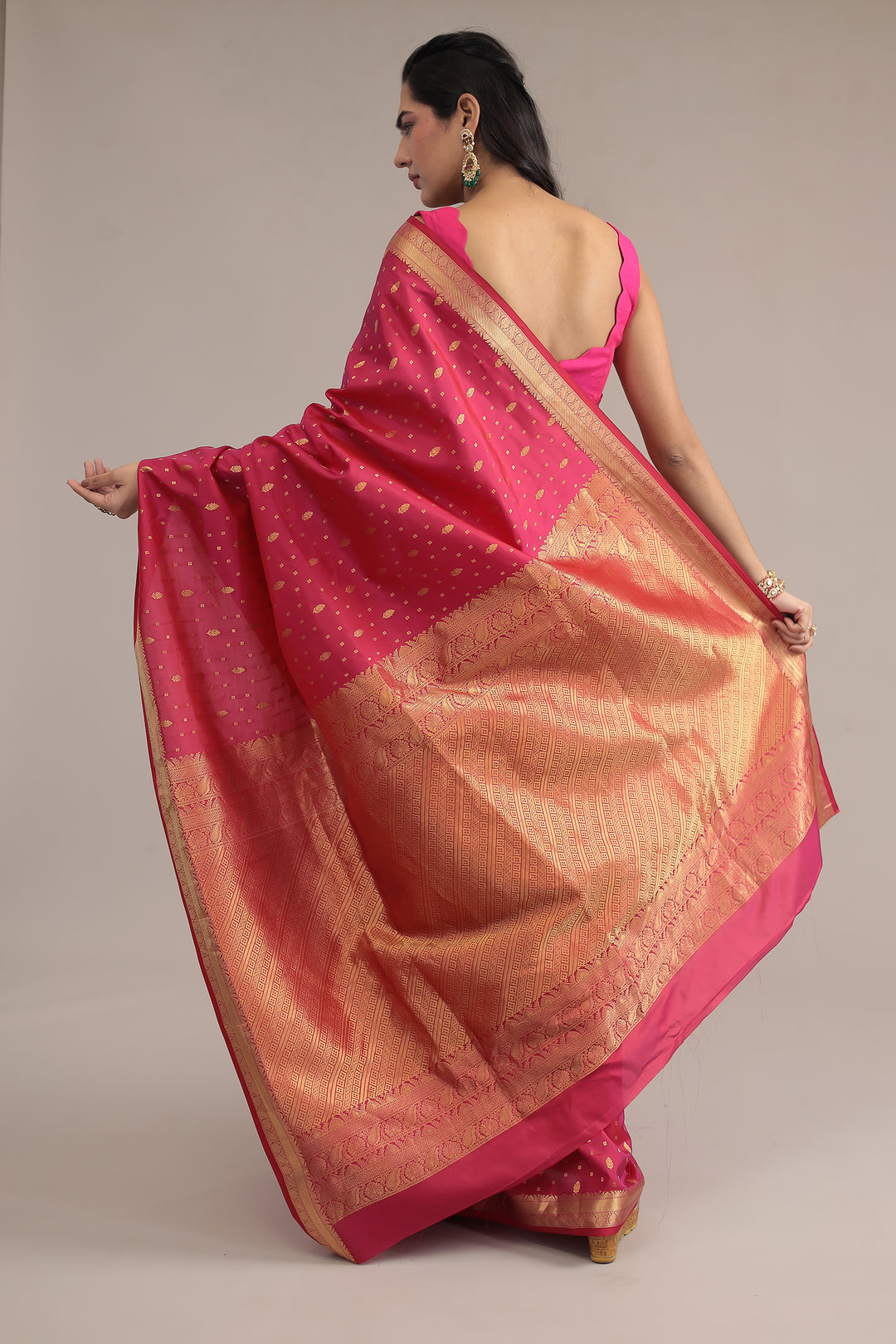 Dark Pink Handloom Banarasi Silk Saree