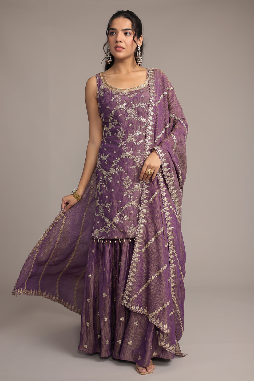 Purple Shimmer Tissue Suit Set