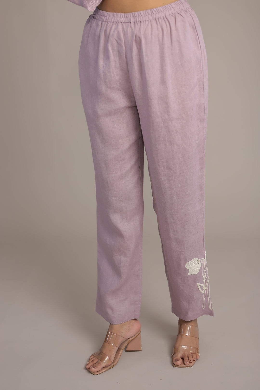 Linen Suit Stitched Detailed with Thread work