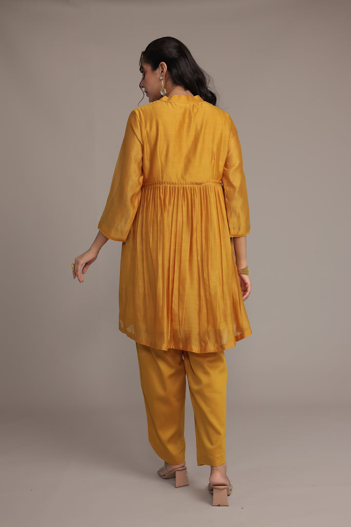 Embroidered Chanderi Silk Suit Embellished with Sequins work
