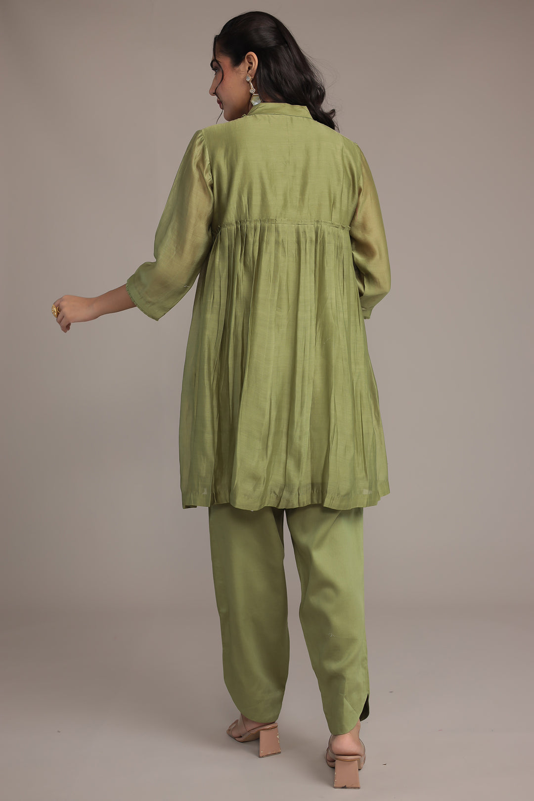 Embroidered Chanderi Silk Suit Embellished with Sequins work