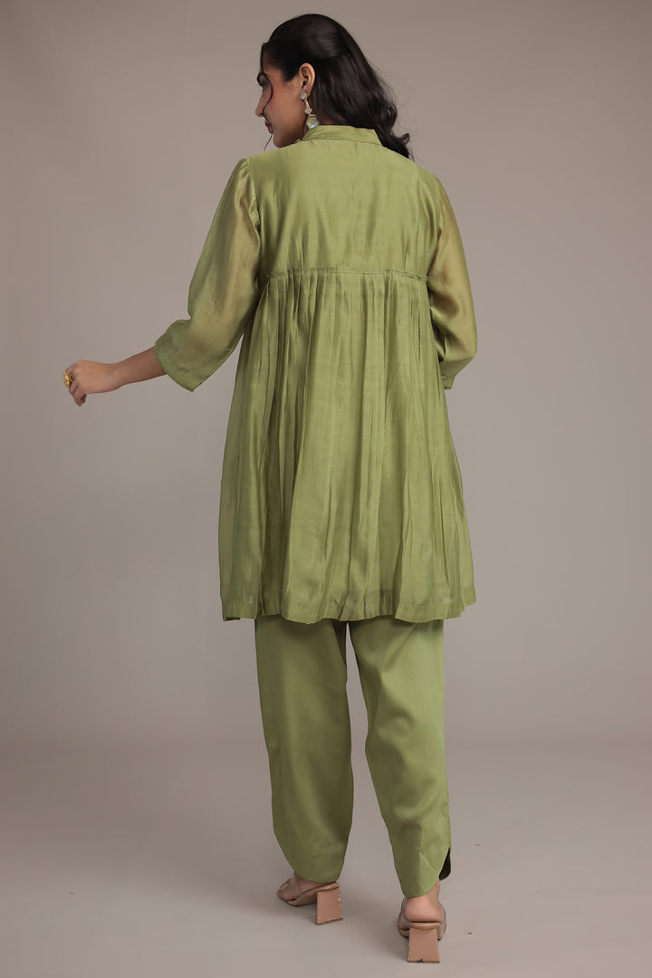 Embroidered Chanderi Silk Suit Embellished with Sequins work