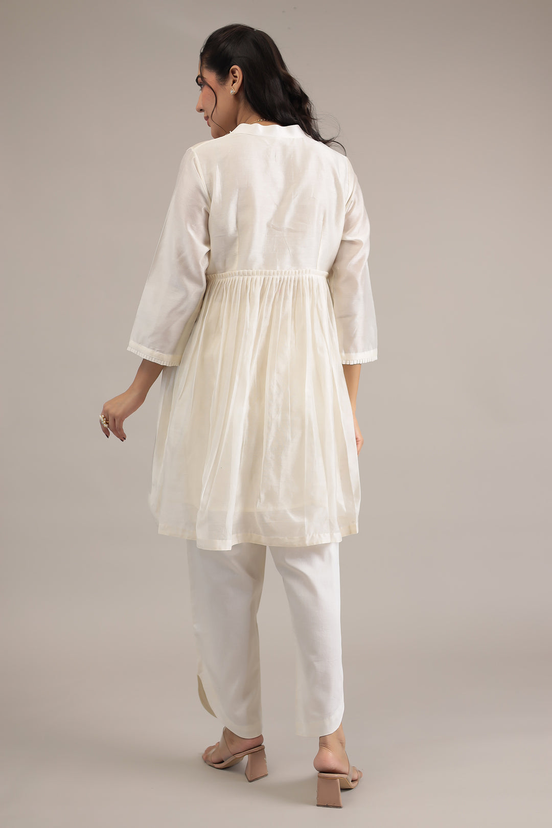 Embroidered Chanderi Silk Suit Embellished with Sequins work