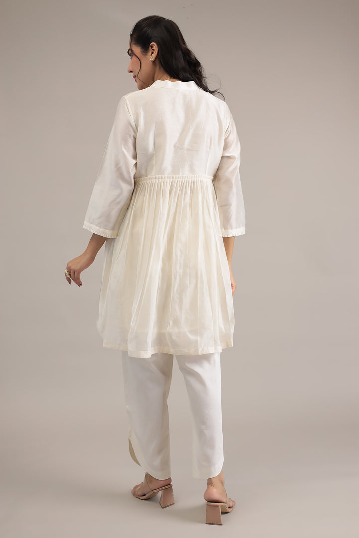 Embroidered Chanderi Silk Suit Embellished with Sequins work