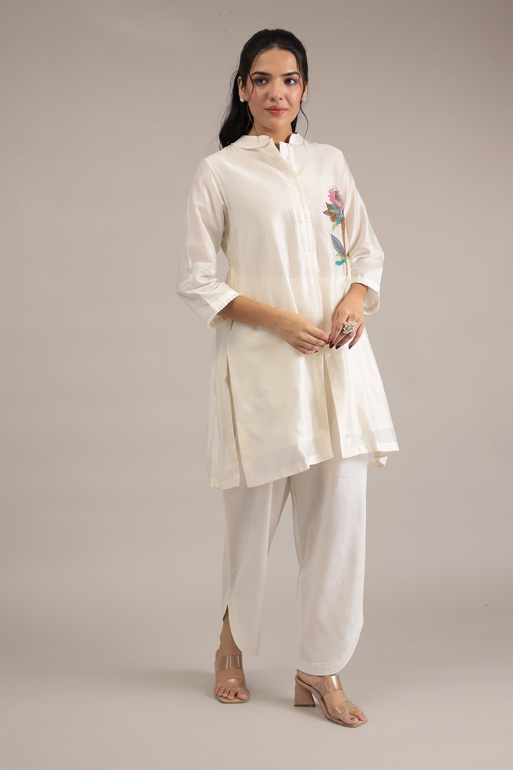 White Suit With Sequins Work