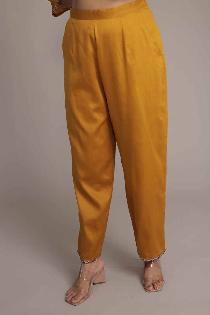 Silk Suit Featuring Fine Embroidery and Sequins Embellishment