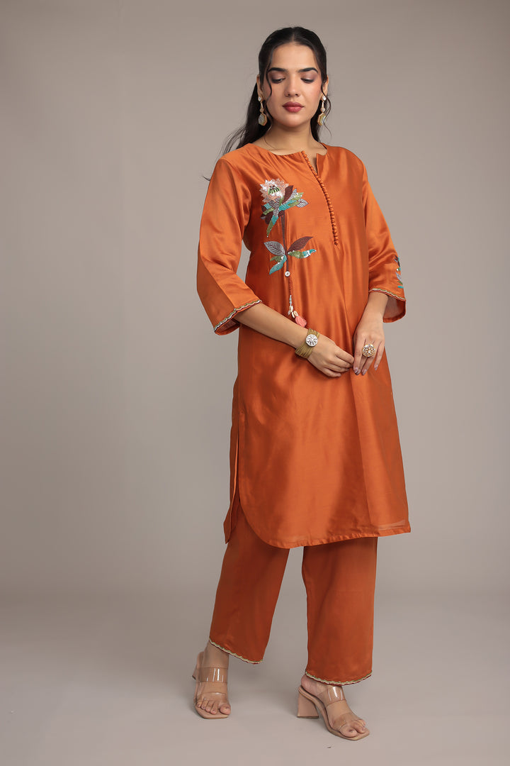 Orange Silk Suit Online 