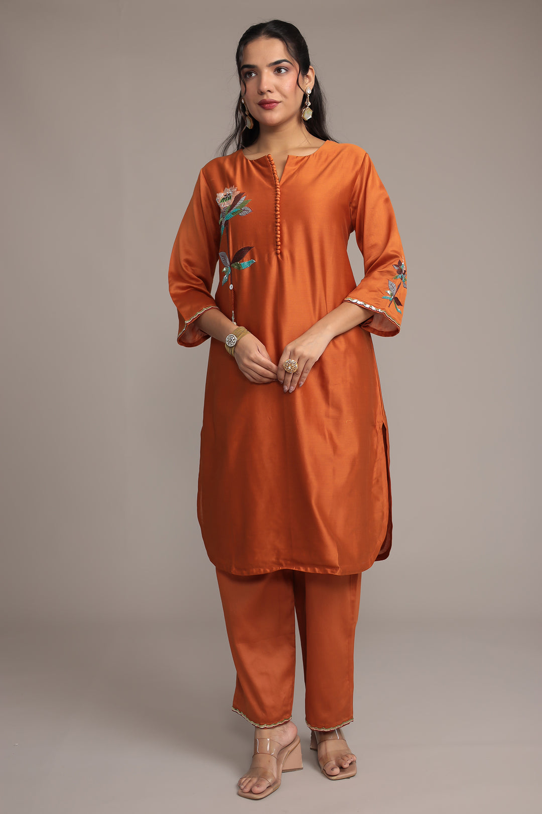 Orange Silk Suit 