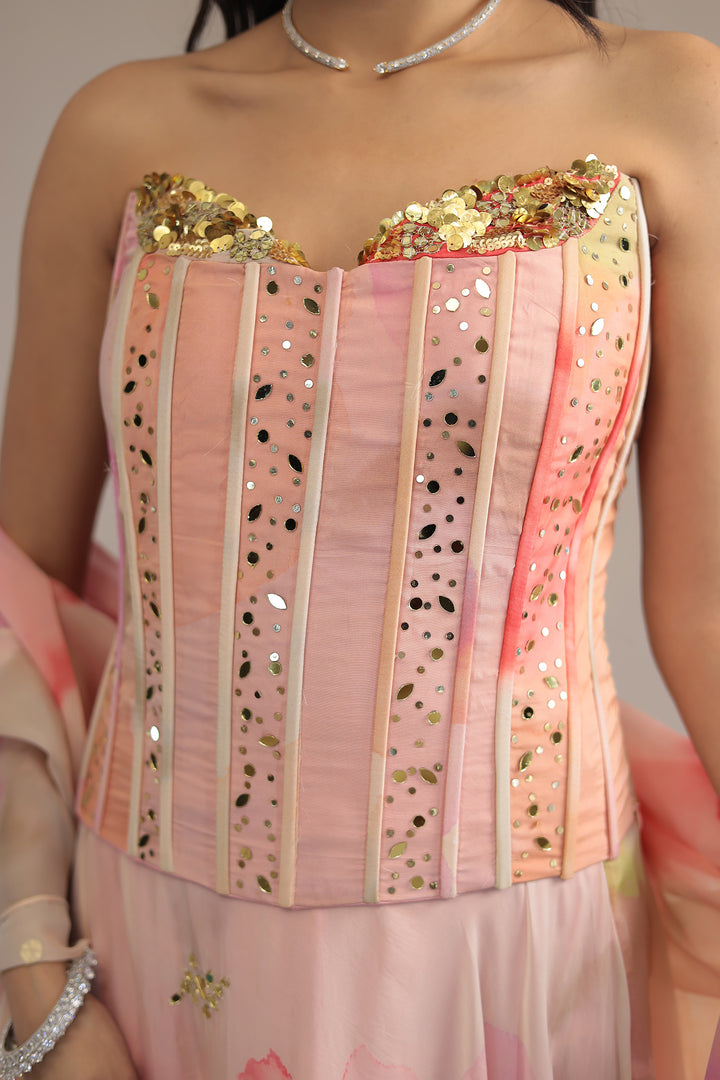 Tie & Dye Soft Organza Indowestern with Sequins and Mirror work