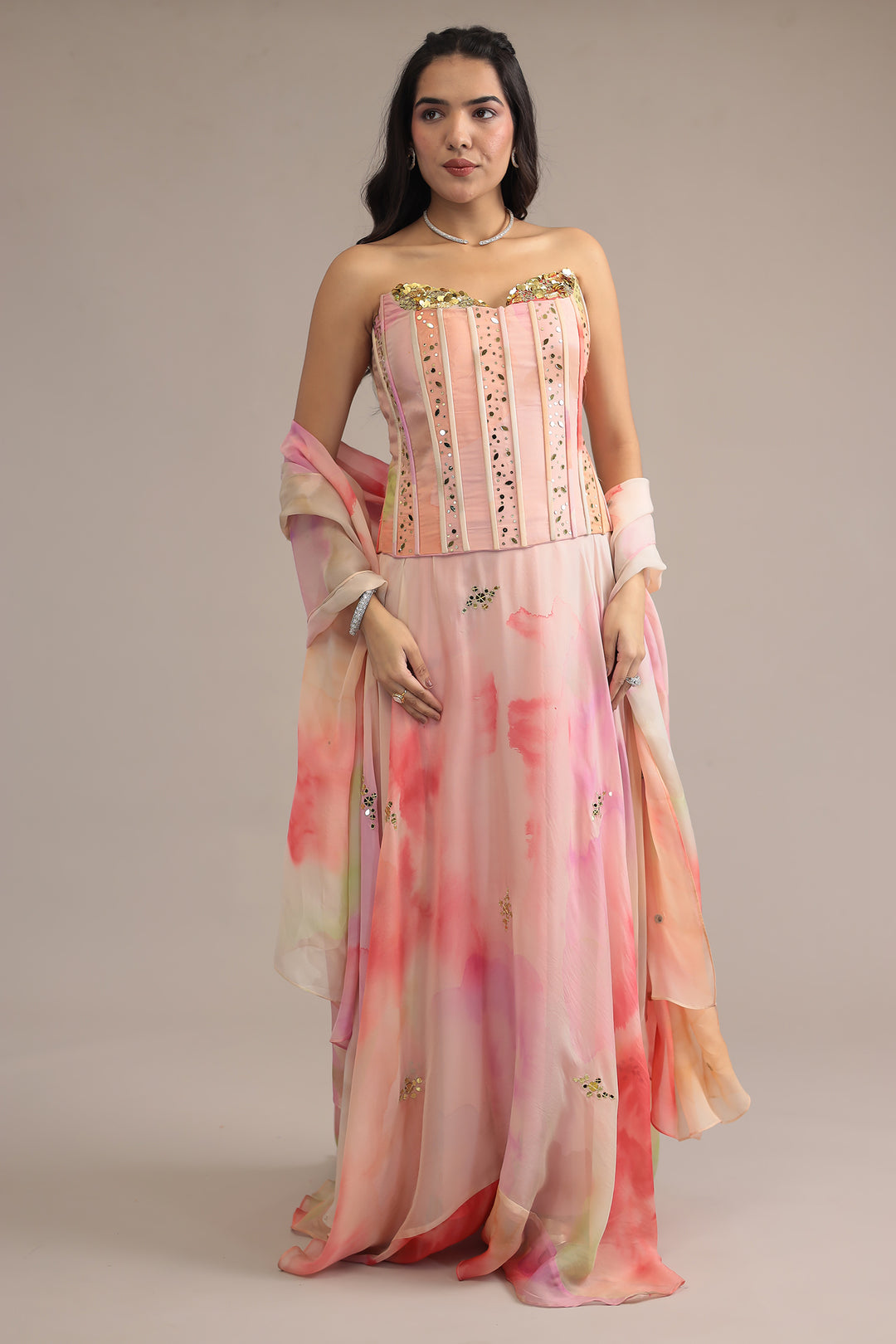Multicolor Tie Dye Indo Western