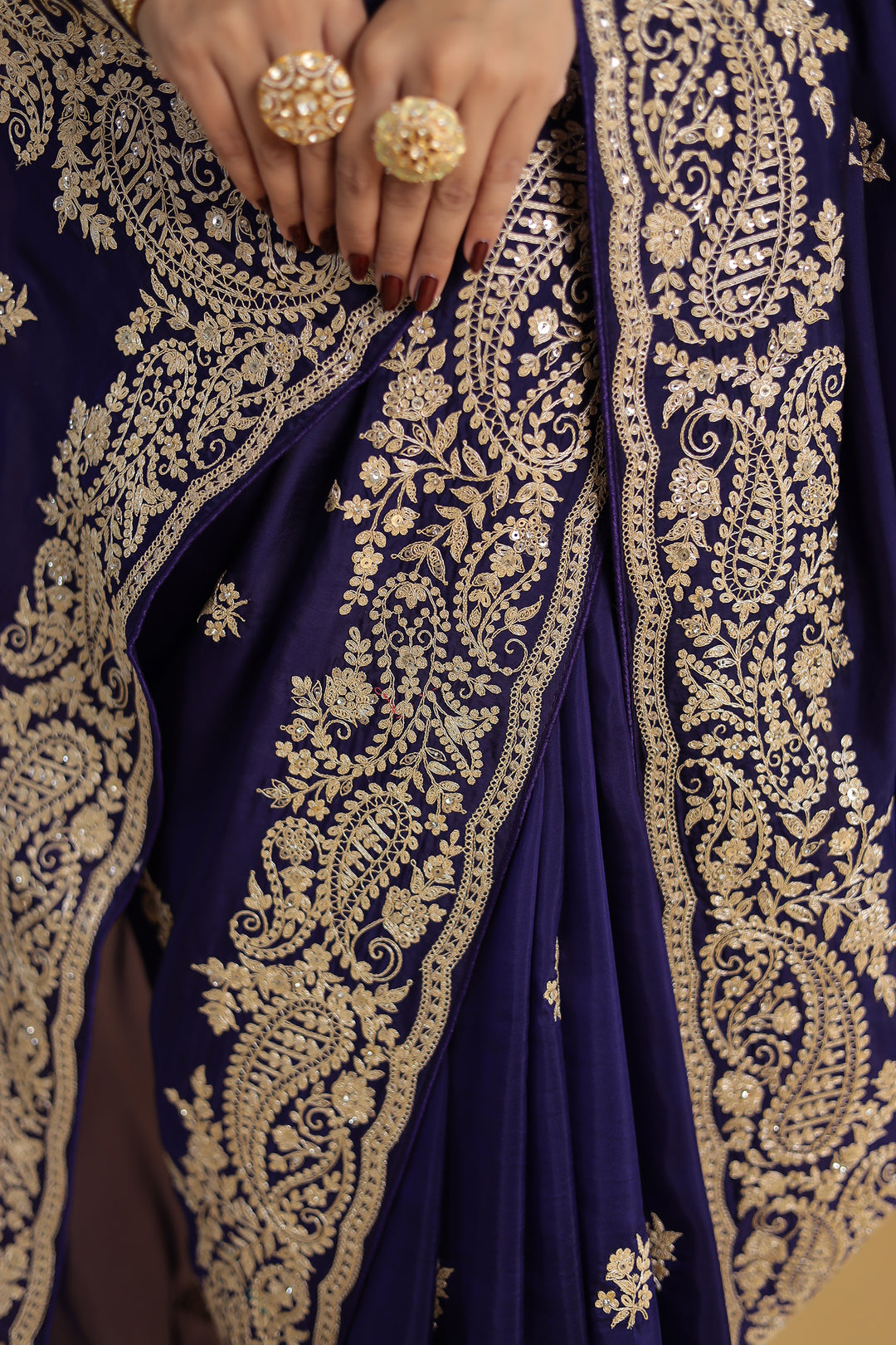 Chinon Silk Saree Enhanced with Dori and Sequins work