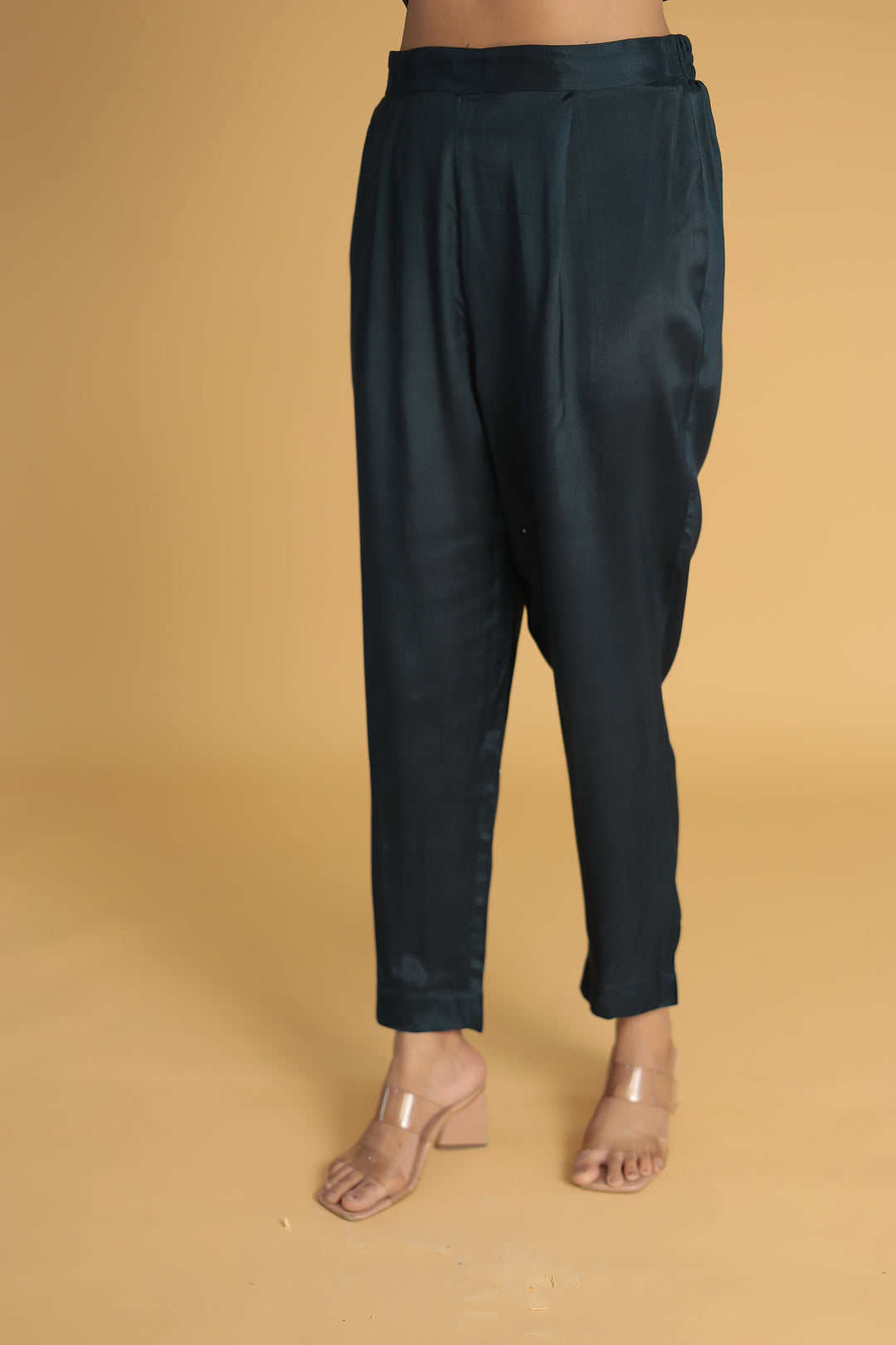 Printed Zari Border Silk Kurta Set Stitched