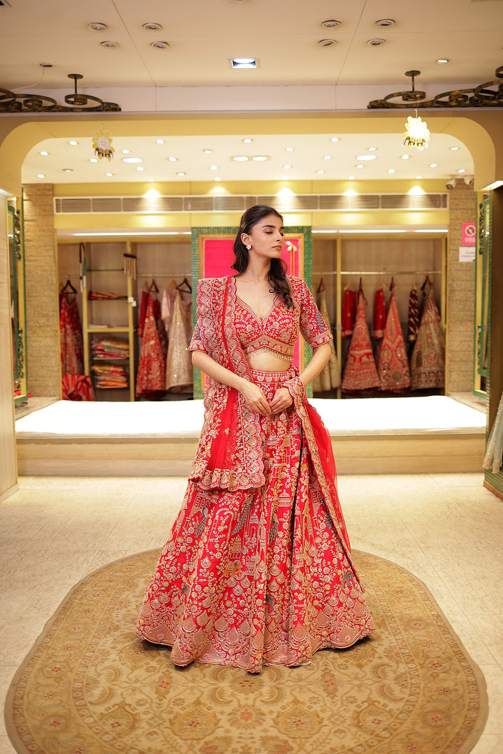 Red Silk Lehenga Online