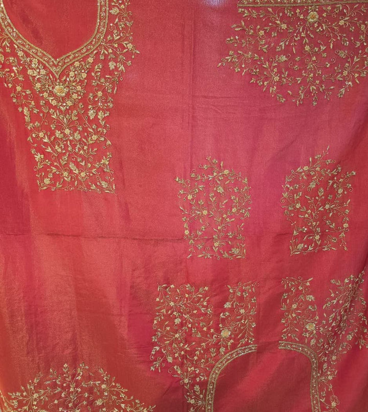 Silk Lehenga with Aari, Cutdana, Dori, Pearl, Stone, Thread, Zardozi, Zari work.