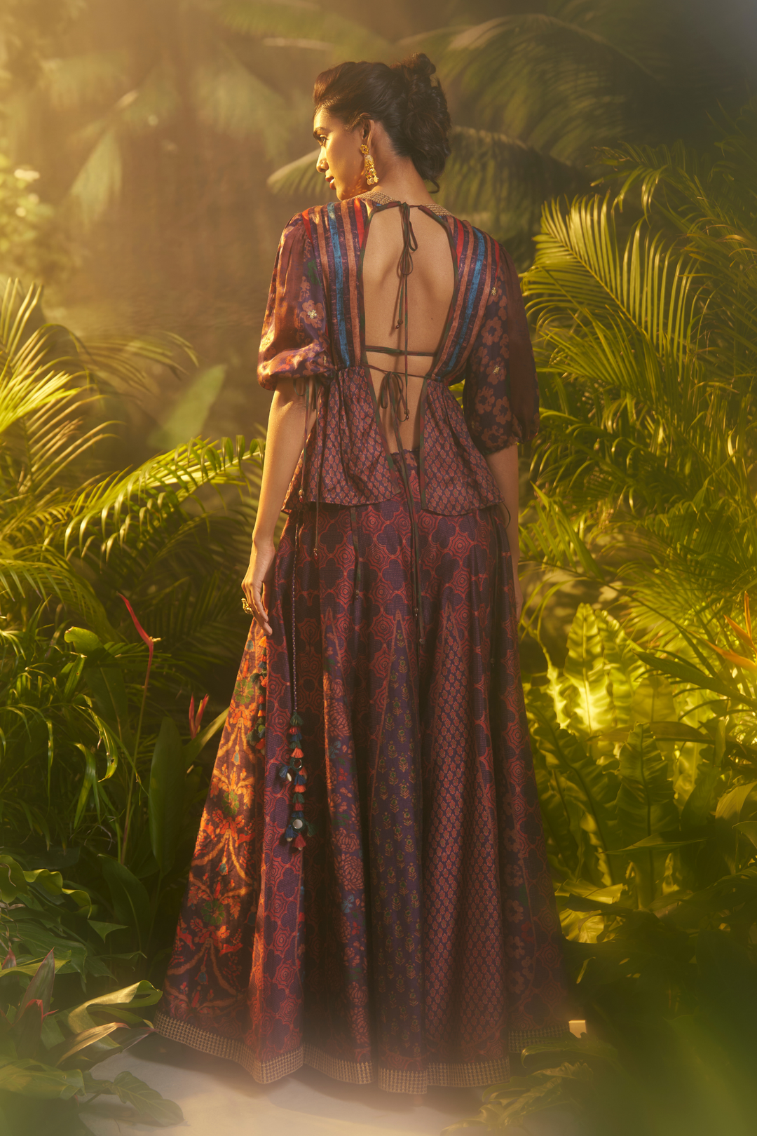 Crepe Indowestern with Aari, Printed, Sequins, Zari work.