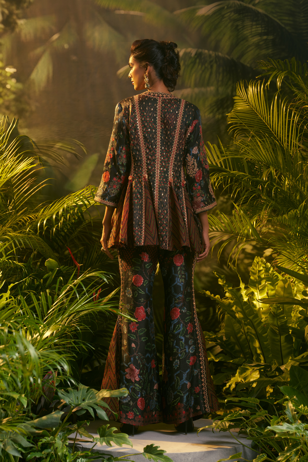 Crepe Suit  with Aari, Printed, Sequins, Thread work.